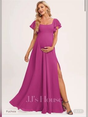 JJs House Fuchsia Flutter-Sleeve Maternity Dress + Matching Tie